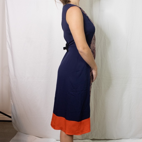 Diane von Furstenberg navy pleated sheath dress 6 - Picture 3 of 8